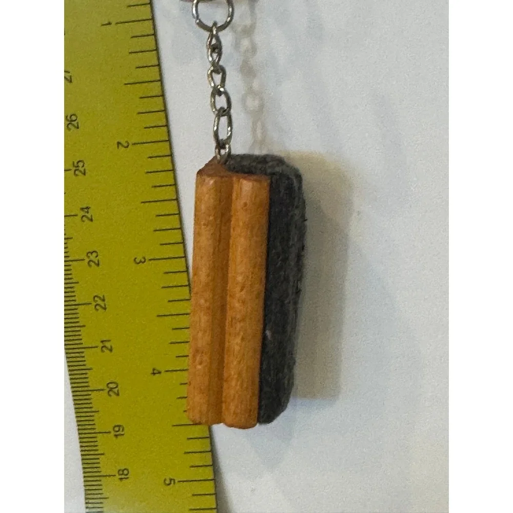 Vintage Wooden Eraser Keychain Learning Can Never Be Erased Teacher Apple Gift